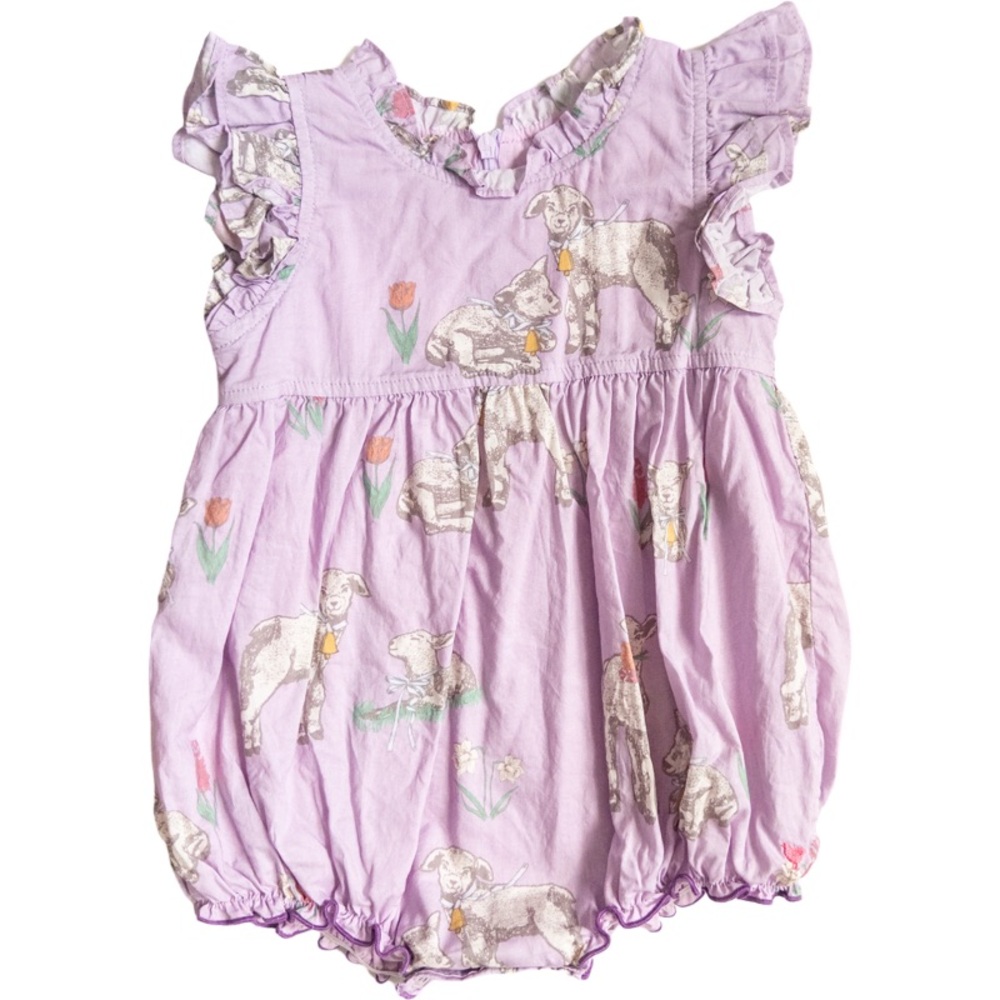 Pink Chicken :: Baby Girls Leila Bubble - Lavender Lamb 12/18M